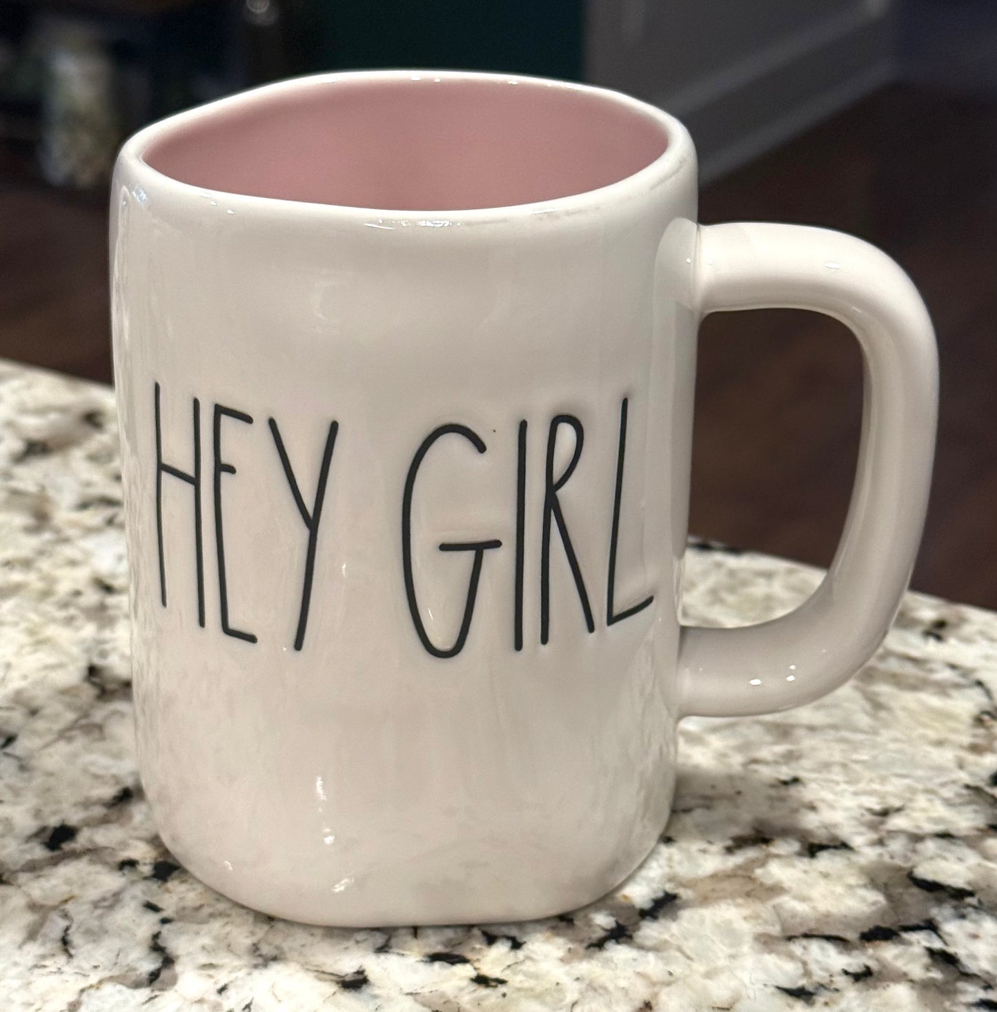 New Rae Dunn white ceramic coffee mug HEY GIRL