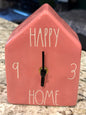 New Rae Dunn pink ceramic battery operated clock HAPPY HOME