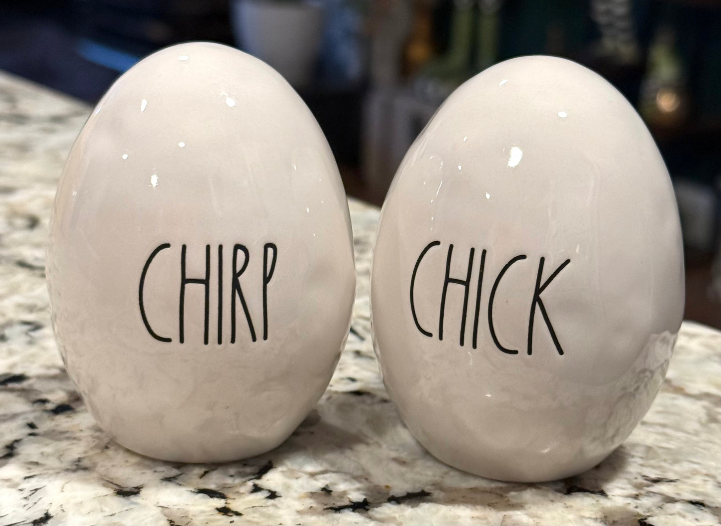 Rae Dunn white ceramic Easter egg decor set CHIRP & CHICK