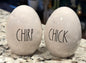 Rae Dunn white ceramic Easter egg decor set CHIRP & CHICK