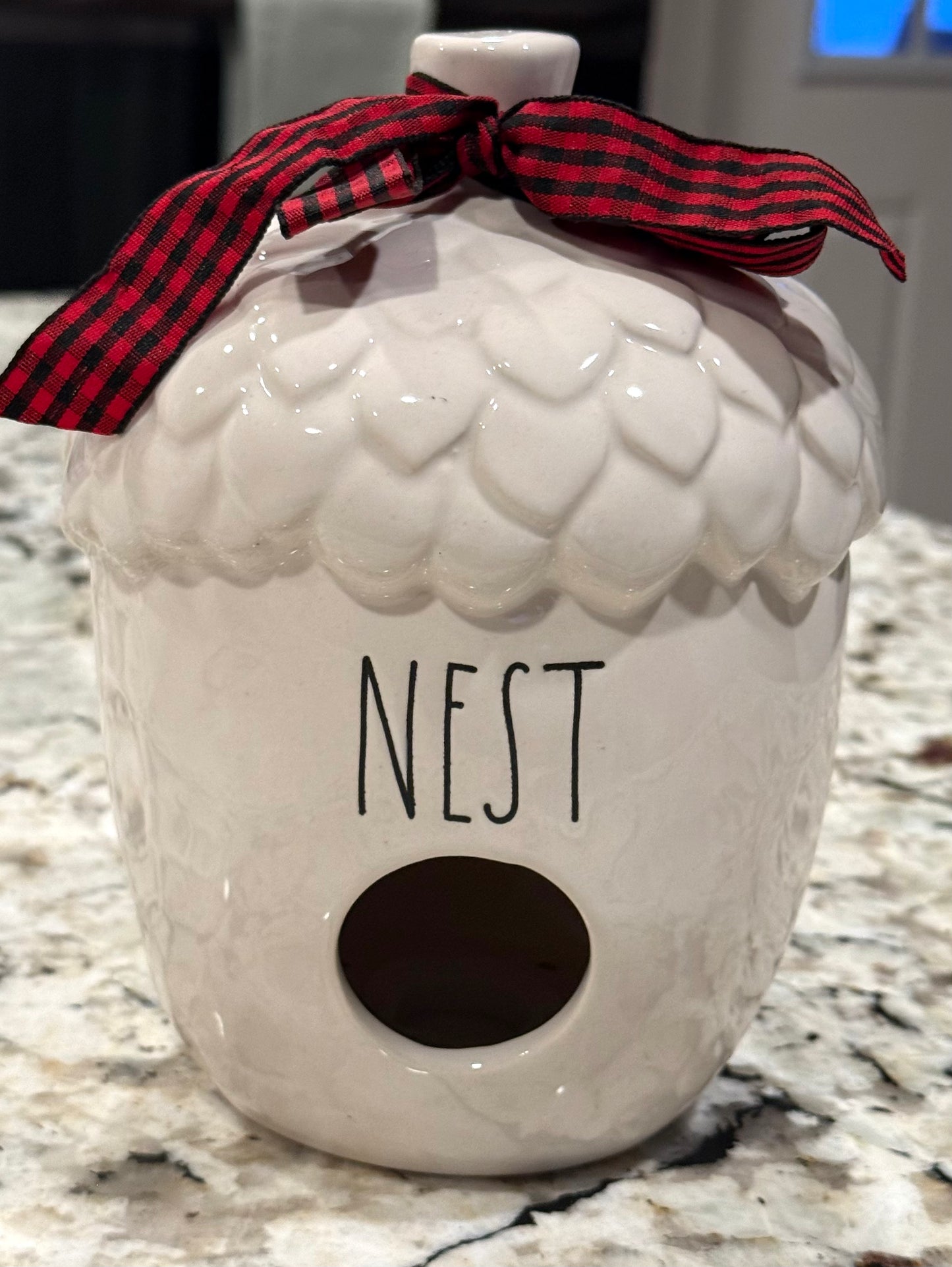 New Rae Dunn white fall acorn ceramic birdhouse decor NEST