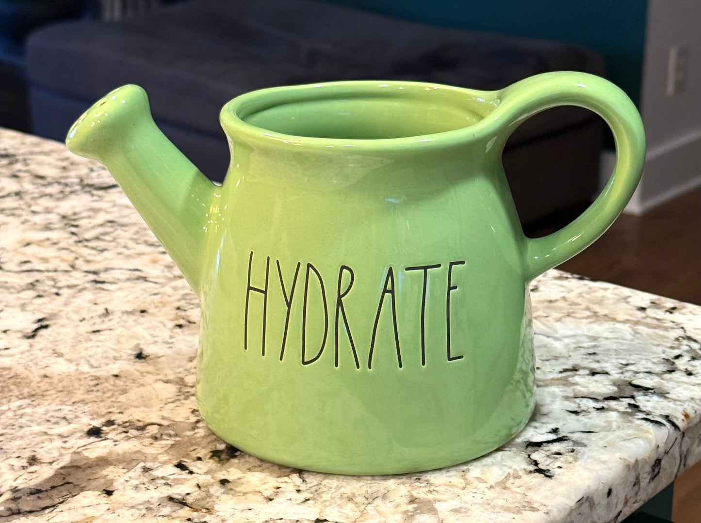 New Rae Dunn green ceramic watering can decor HYDRATE