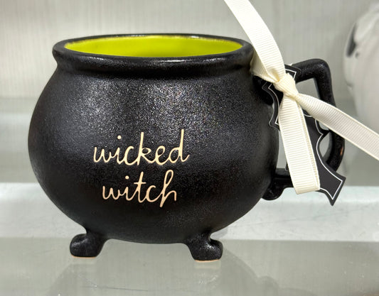 New Rae Dunn black ceramic caldron coffee mug WICKED WITCH