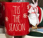 New Rae Dunn red snowflake Christmas ceramic coffee mug TIS THE SEASON