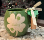 New Rae Dunn green ceramic shamrock ☘️ coffee mug LUCKY
