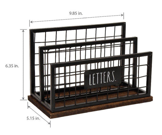 New Rae Dunn black metal LETTERS desktop mail/file holder
