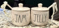Rae Dunn ceramic 2-piece JAM/JELLY set with spoons