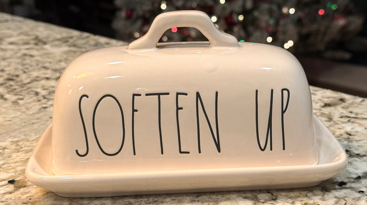 Rae Dunn ceramic SOFTEN UP butter dish