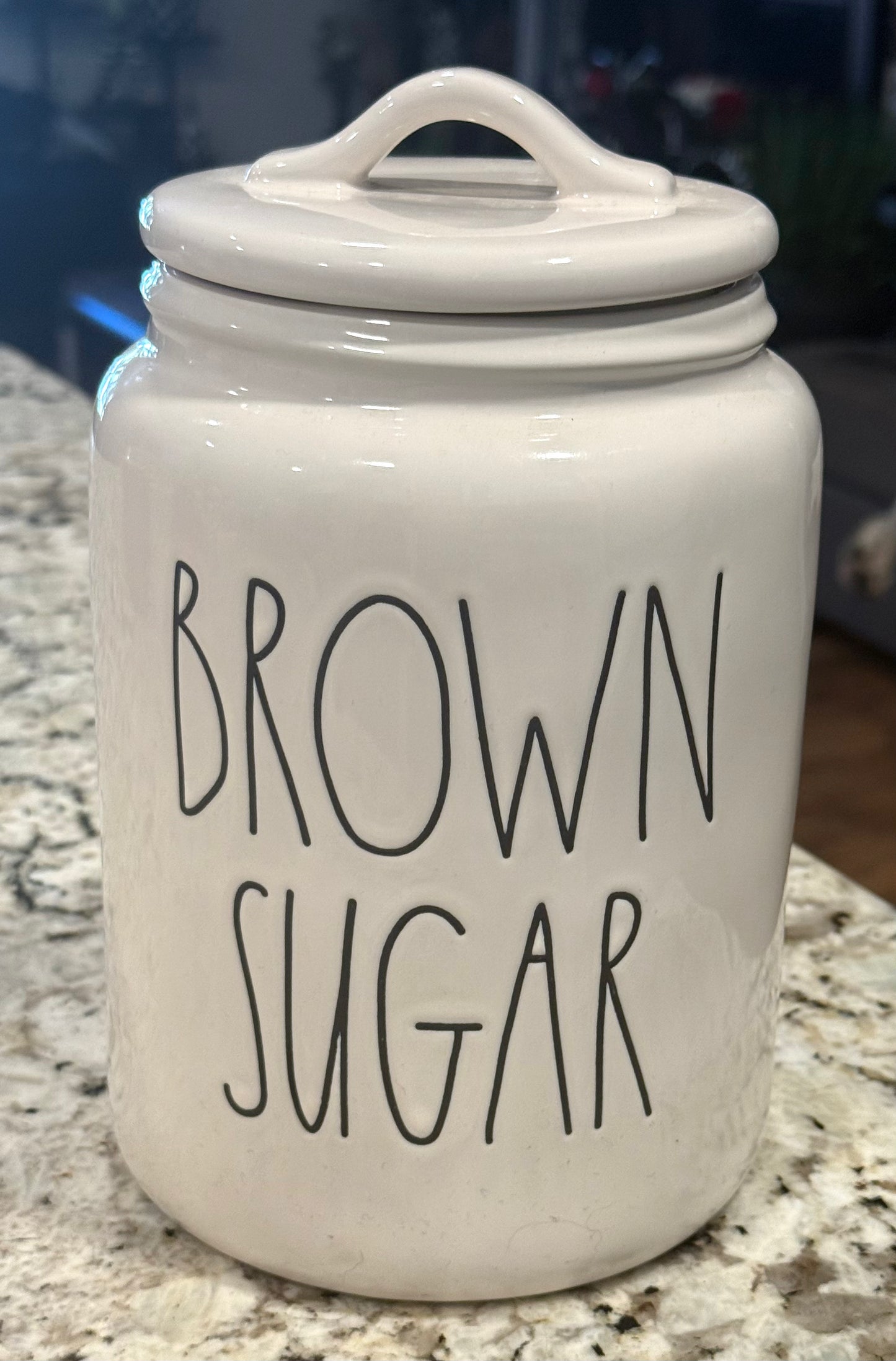 New Rae Dunn white ceramic 9” BROWN SUGAR rare canister