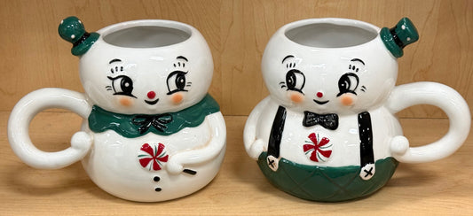 New release Christmas Joanna Parker ceramic snowman coffee mug set-green pants