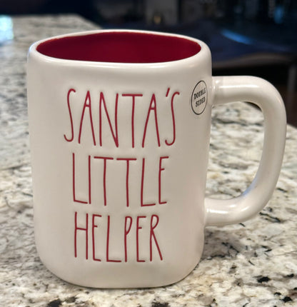 New Rae Dunn white ceramic Christmas coffee mug SANTA’S LITTLE HELPER