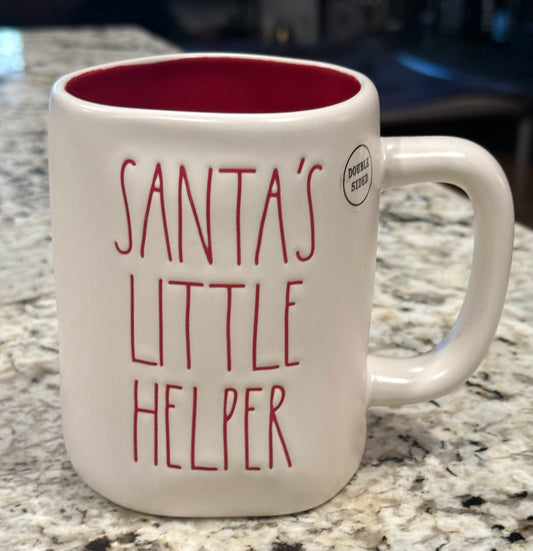 New Rae Dunn white ceramic Christmas coffee mug SANTA’S LITTLE HELPER