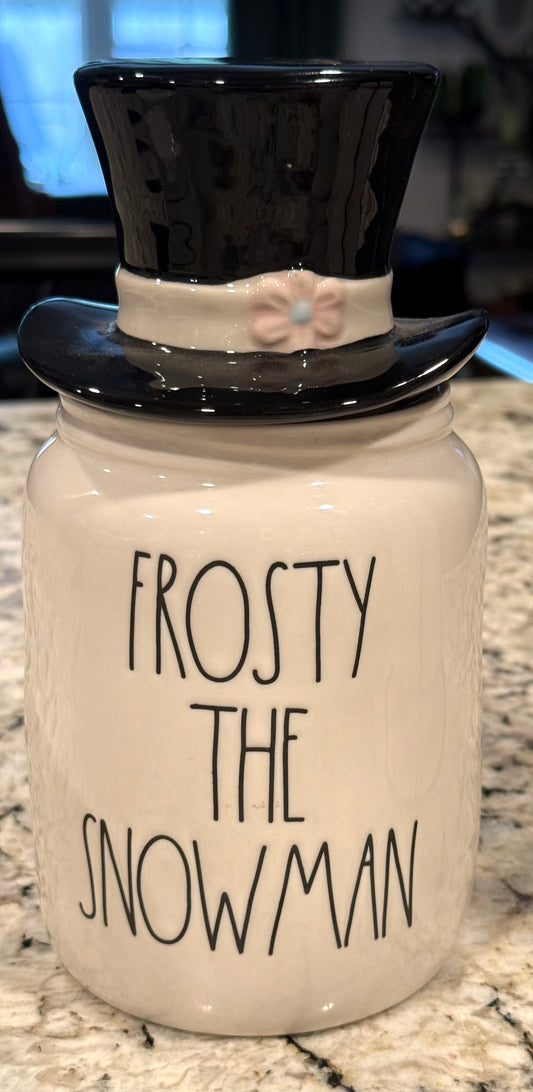 New Rae Dunn x FROSTY THE SNOWMAN ceramic canister hat topped