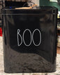New Rae Dunn black metal large storage container BOO