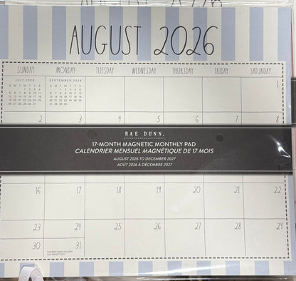 New Rae Dunn magnetic monthly tear off calendar 17-month 2026-2027 striped