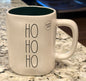 New Rae Dunn white ceramic Christmas coffee mug HO HO HO-Santa back