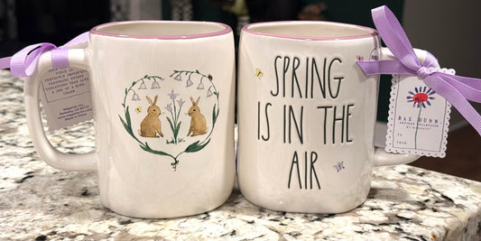 New Rae Dunn white ceramic coffee mug SPRING IS IN THE AIR
