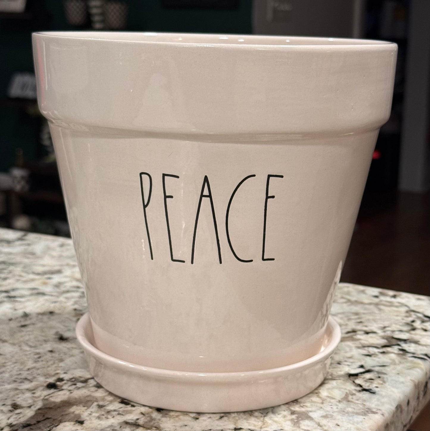 Rae Dunn white ceramic PEACE garden planter pot