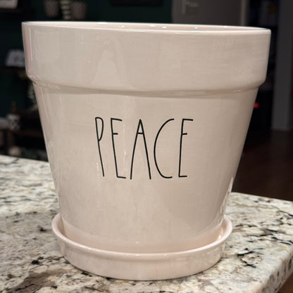Rae Dunn white ceramic PEACE garden planter pot