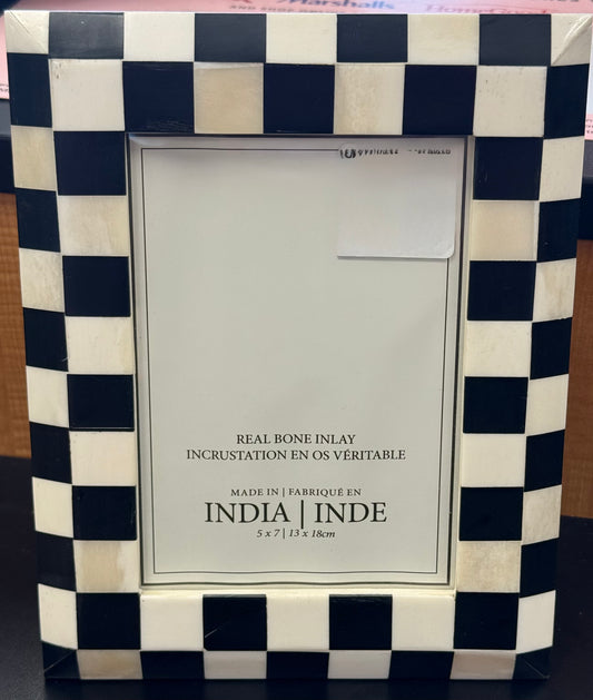 New ceramic Made in India black and white checkered photo frame 5x7