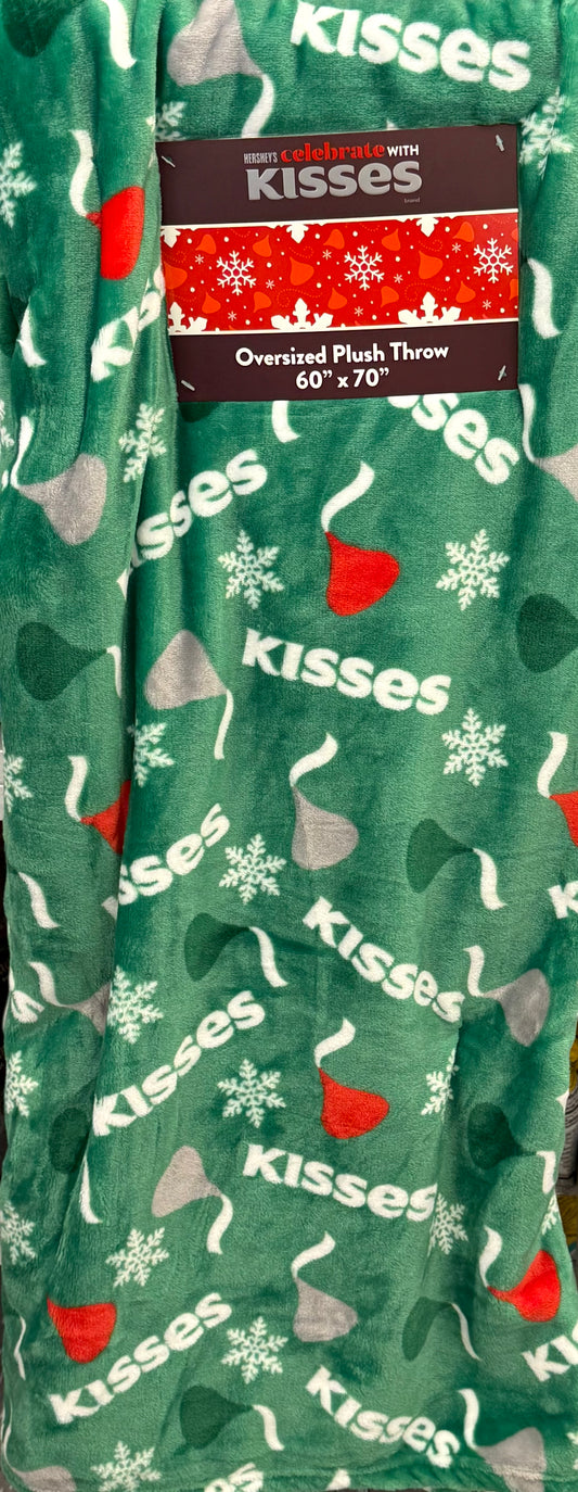 New Hershey’s green kisses oversized Christmas throw blanket 60x70
