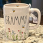 New Rae Dunn white floral ceramic coffee mug GRAMMY