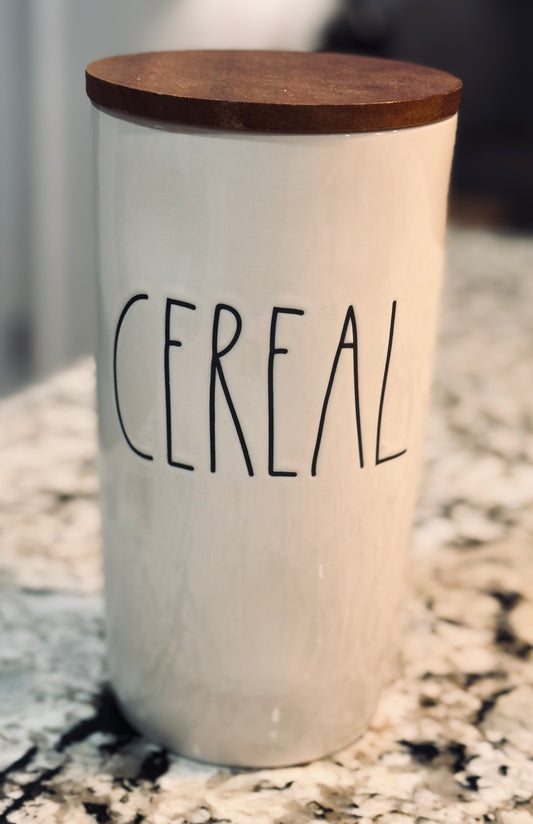 New Rae Dunn white ceramic cellar 8.25” storage CEREAL