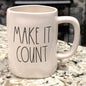 New Rae Dunn white ceramic coffee mug MAKE IT COUNT