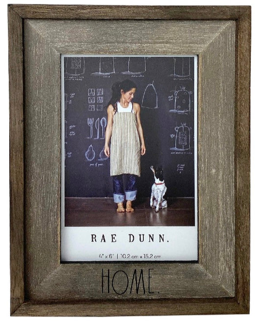 New Rae Dunn HOME 4x6 Dark Wooden Photo picture Frame