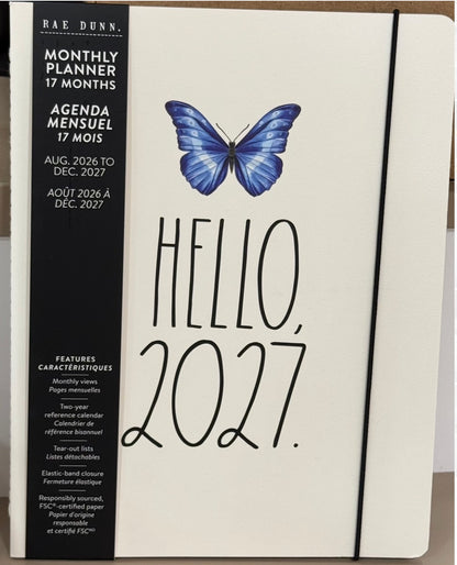 New Rae Dunn softback 8x10 monthly planner 2026-2027 butterfly