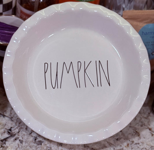 New Rae Dunn white ceramic pie plate PUMPKIN