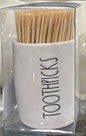 New Rae Dunn white ceramic TOOTHPICKS storage jar holder