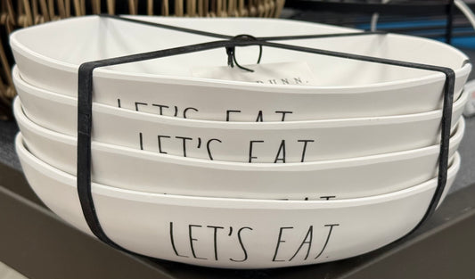 New Rae Dunn white melamine 4-piece bowl set LET’S EAT