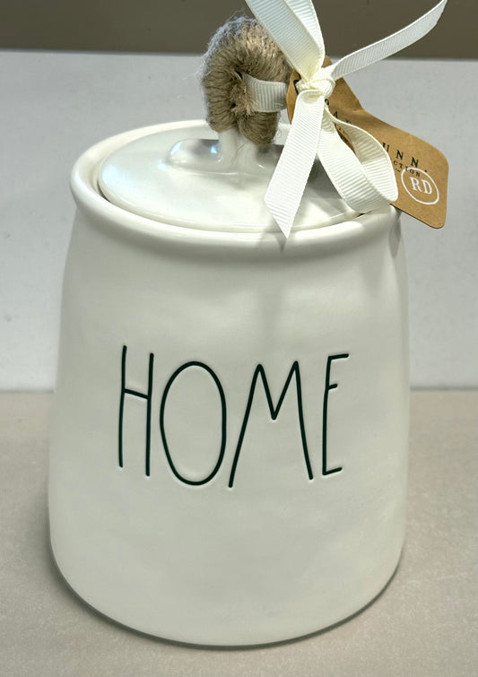 New Rae Dunn white ceramic 6” canister wrapped lid top HOME