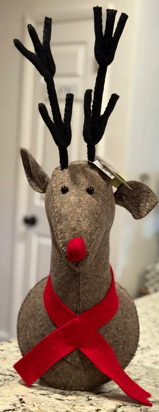 New wall hanging felt deer head Rudolph Christmas decor