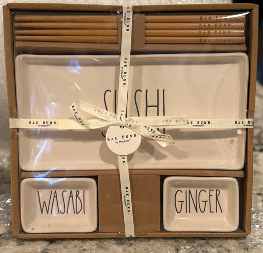 New in box Rae Dunn ceramic SUSHI 🍱 gift set -white