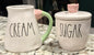 New Rae Dunn 2-piece ceramic mini tulip handled CREAM & SUGAR set