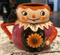 New release Joanna Parker ceramic fall scarecrow mug with sunflower
