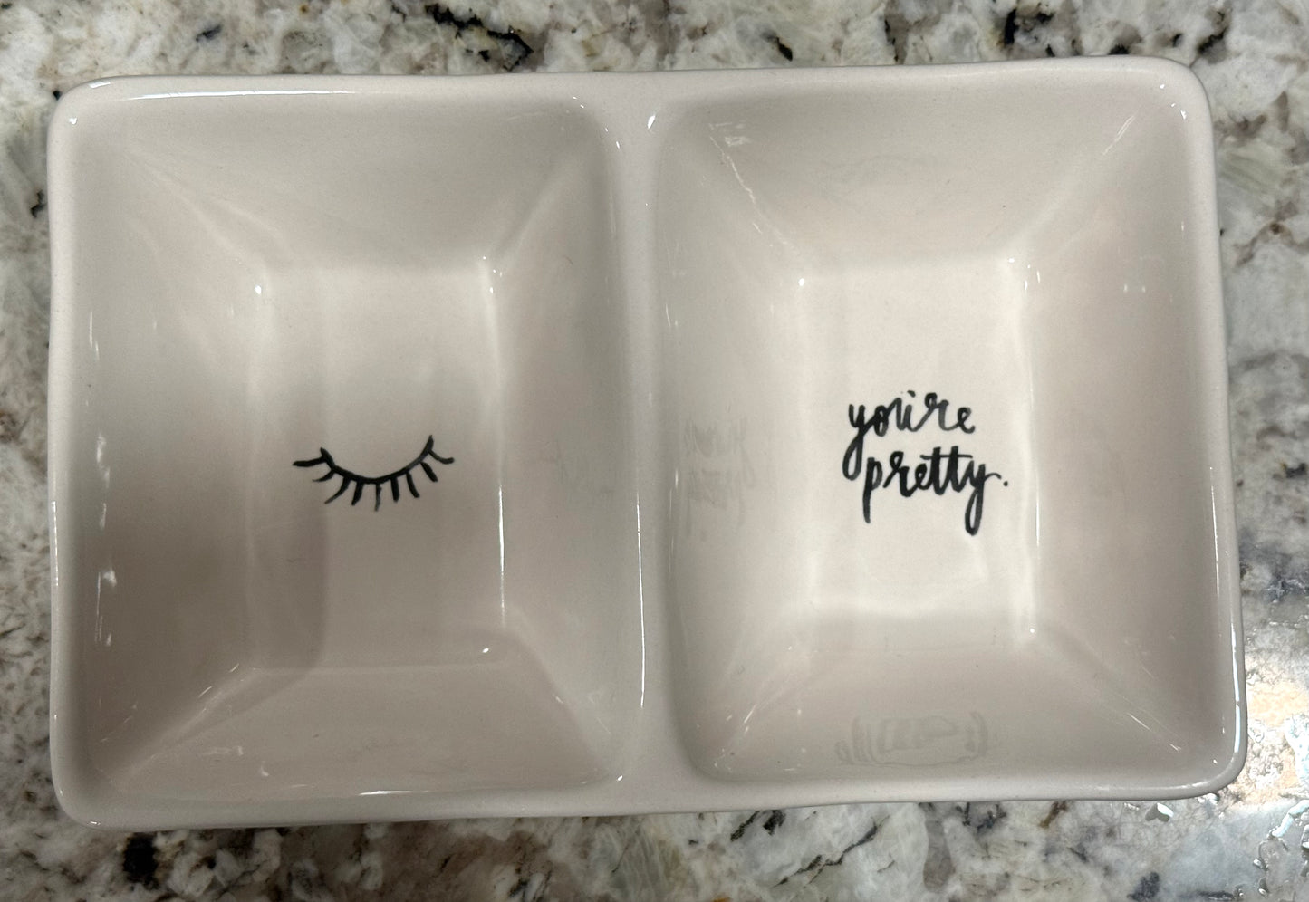 Rae Dunn white ceramic trinket tray YOU’RE PRETTY