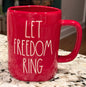 New Rae Dunn Americana red ceramic LET FREEDOM RING coffee mug