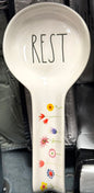 New Rae Dunn ceramic floral spoon rest REST