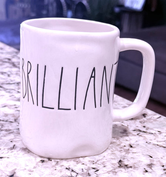 Rae Dunn white ceramic coffee mug BRILLIANT