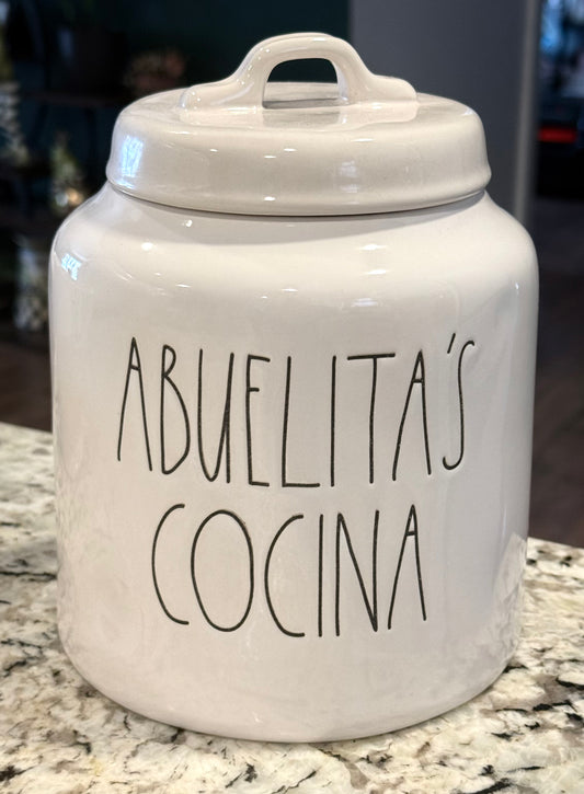 New Rae Dunn white ceramic 8” canister ABUELITA’S COCINA