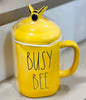 New Rae Dunn yellow ceramic BUSY BEE 🐝 topped coffee mug decor