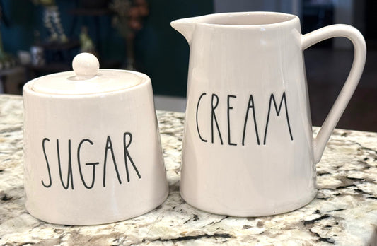 New Rae Dunn ceramic CREAM & SUGAR mini set