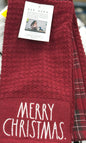 New Rae Dunn red plaid 3-piece kitchen towel set MERRY CHRISTMAS