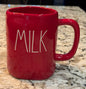 New Rae Dunn red ceramic coffee mug MILK