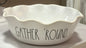 New large Rae Dunn ceramic scalloped edge serving bowl GATHER ‘ROUND