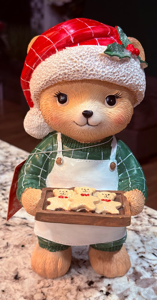 New resin baking Teddy Bear Christmas decor-tray of cookies 🍪