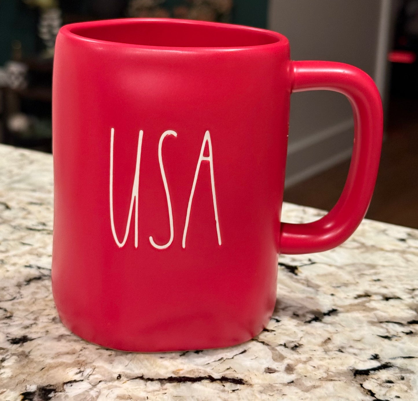 New Rae Dunn Americana matte red ceramic USA coffee mug